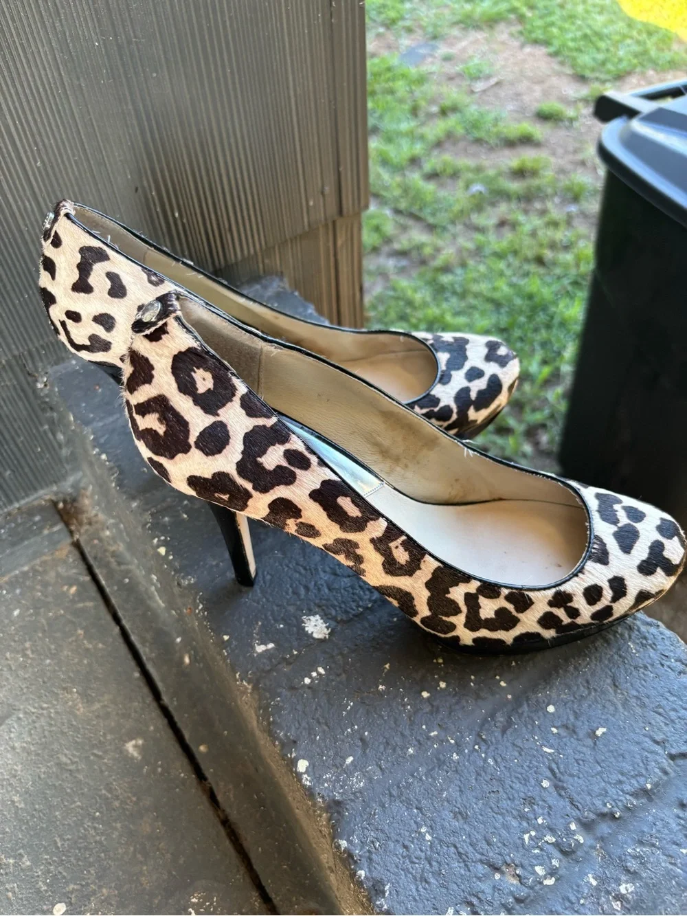 Michael Kors Leopard Print Platform Pumps - Black & Cream